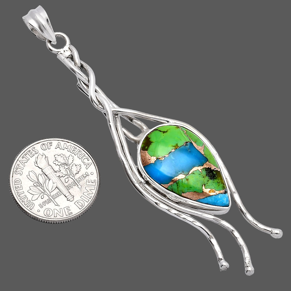 Blue Turquoise In Green Mohave - USA Pendant P-1728 SDP146265