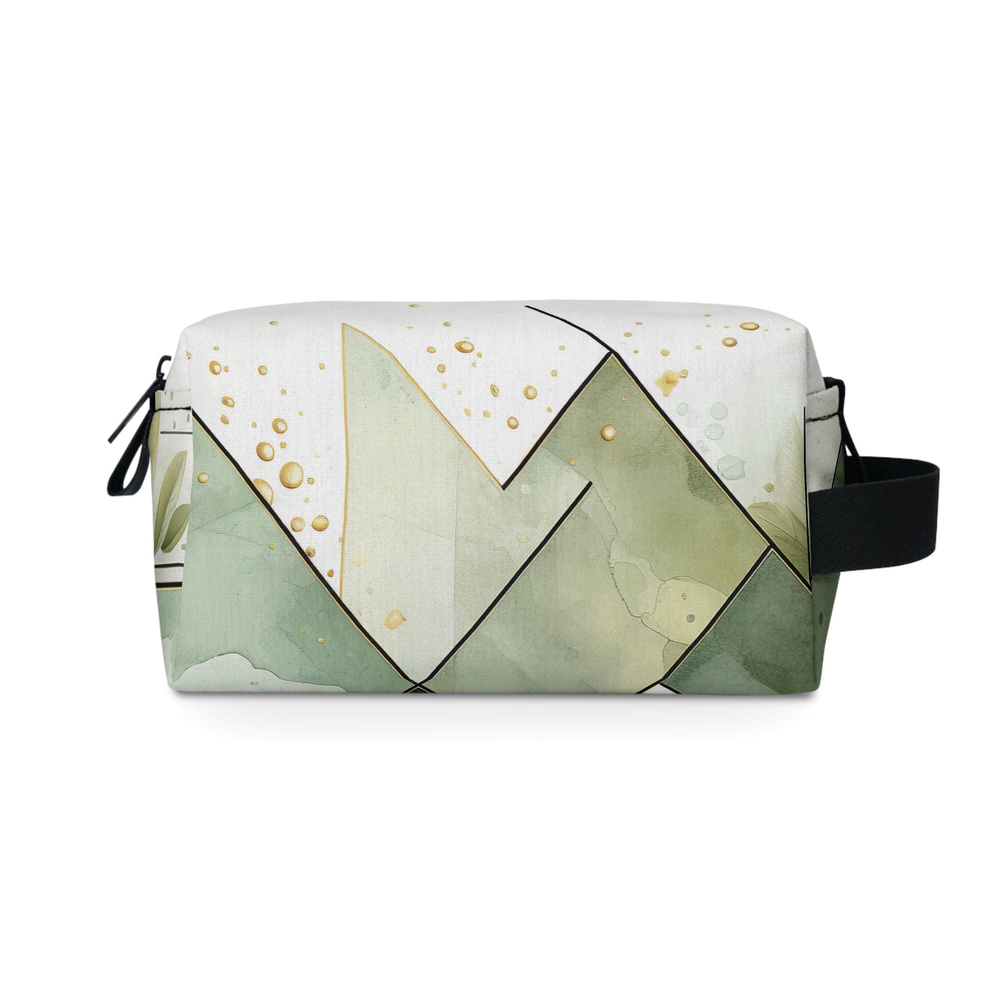 Travel Accessories Pouch Bag - Olive Green Mint Leaf Geometric Print